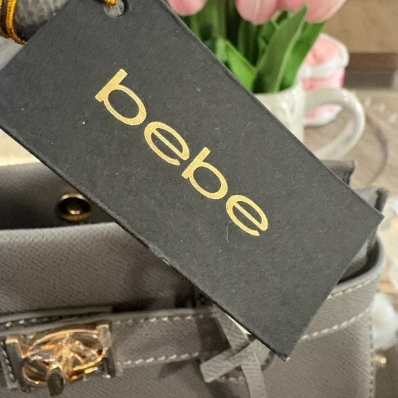 Bebe Charcoal Satchel with Gold Details - Picture 5 of 6